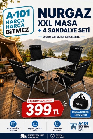 NURGAZ XXL MASA +4 SANDALYE SETİ